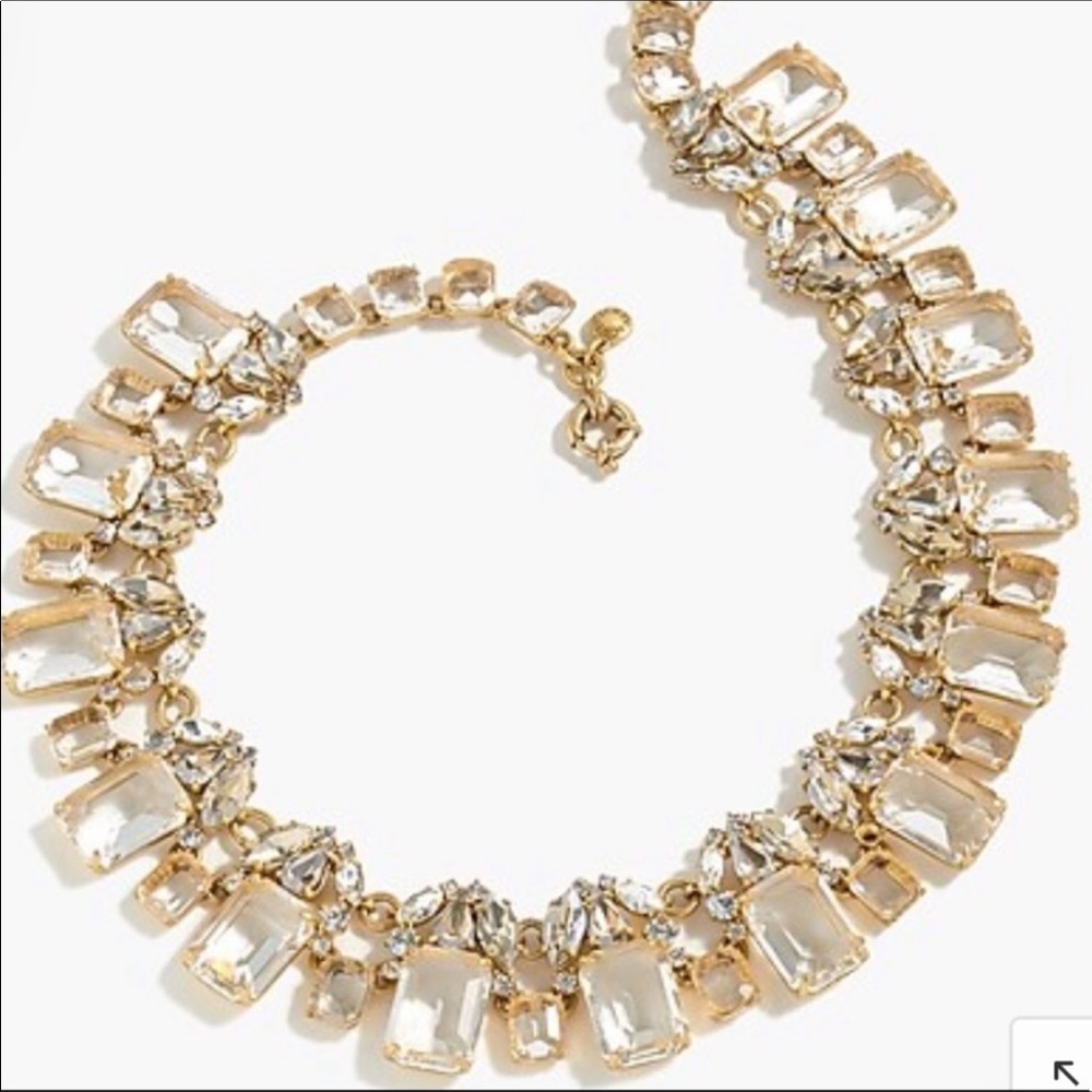 J.Crew Cluster Drop Crystal Statement Necklace - image 1